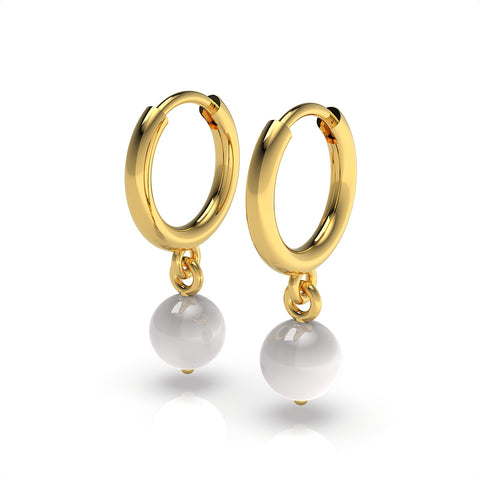 Anna Sterling Silver Round Synthetic Pearl Earrings