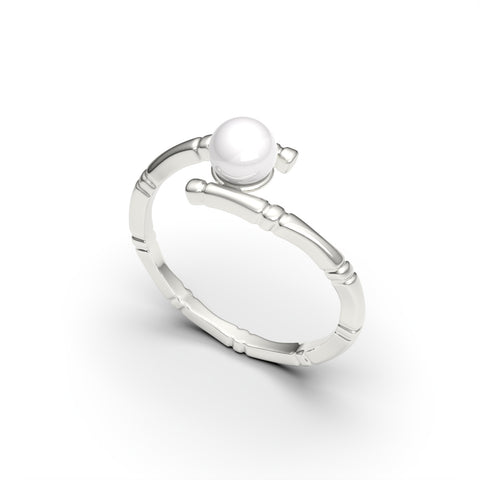Lily Gold Plated Synthetic Pearl Round Ring