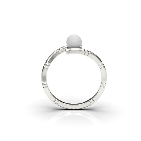 Lily Gold Plated Synthetic Pearl Round Ring