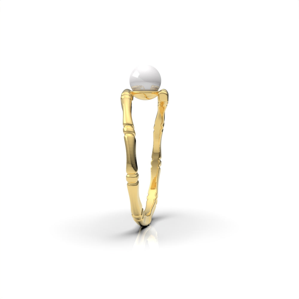 Lily Gold Plated Synthetic Pearl Round Ring