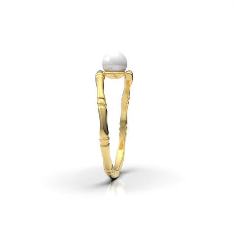 Lily Gold Plated Synthetic Pearl Round Ring