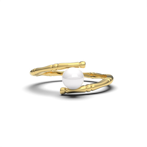 Lily Gold Plated Synthetic Pearl Round Ring