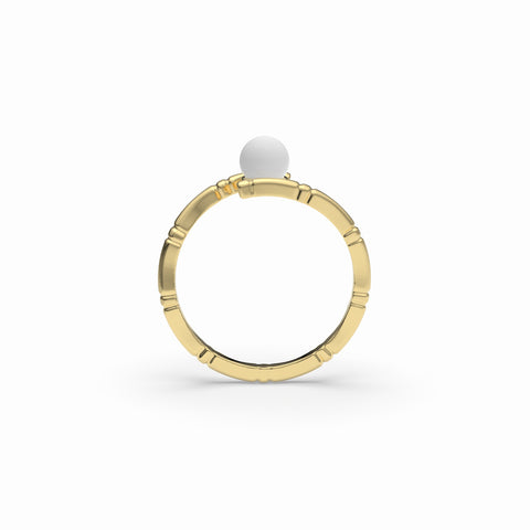 Lily Gold Plated Synthetic Pearl Round Ring