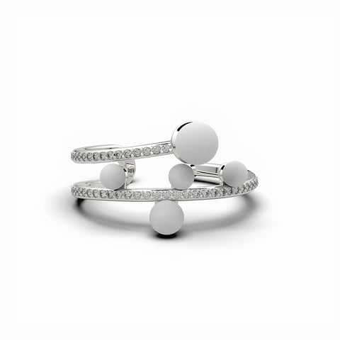 Lily Gold Plated Synthetic Pearl Round White Cubic Zirconia Ring