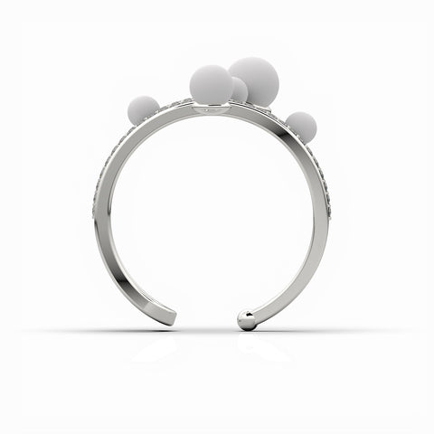 Lily Gold Plated Synthetic Pearl Round White Cubic Zirconia Ring