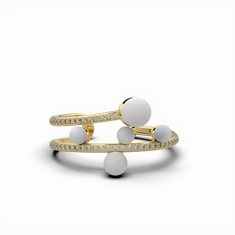 Lily Gold Plated Synthetic Pearl Round White Cubic Zirconia Ring