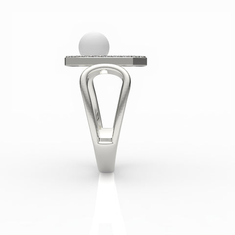 Anna Synthetic Pearl White Cubic Zirconia Ring