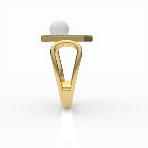 Anna Synthetic Pearl White Cubic Zirconia Ring