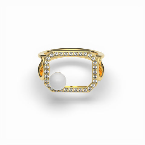 Anna Synthetic Pearl White Cubic Zirconia Ring