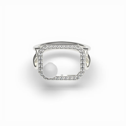 Anna Synthetic Pearl White Cubic Zirconia Ring