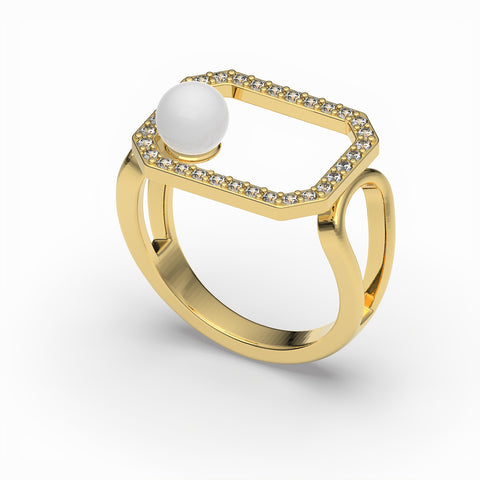 Anna Synthetic Pearl White Cubic Zirconia Ring