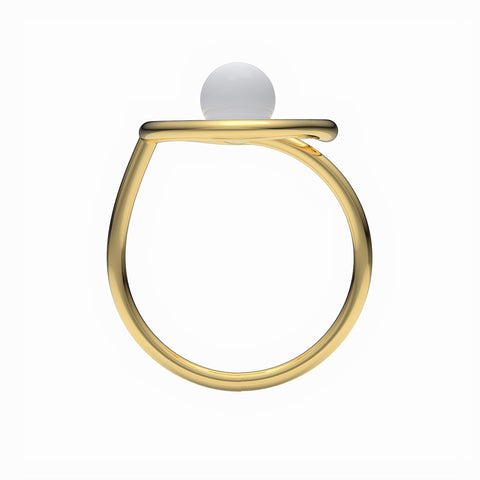 Nora Sterling Silver Round Synthetic Pearl Ring