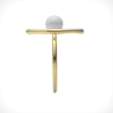 Nora Sterling Silver Round Synthetic Pearl Ring