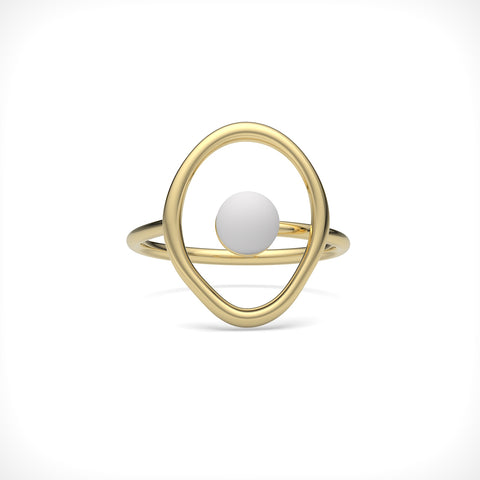 Nora Sterling Silver Round Synthetic Pearl Ring