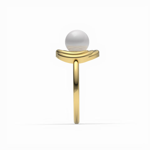 Lily Sterling Silver Round Synthetic Pearl Ring
