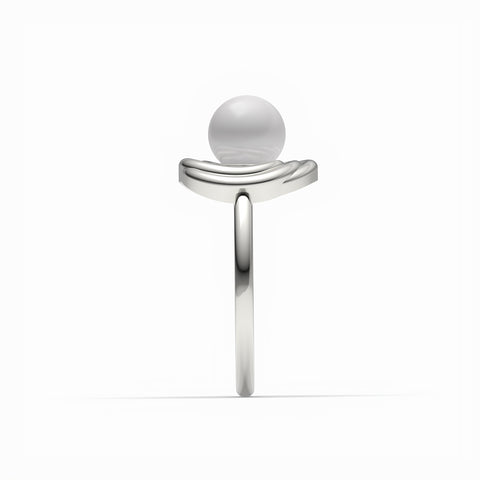 Lily Sterling Silver Round Synthetic Pearl Ring