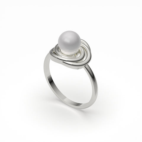 Lily Sterling Silver Round Synthetic Pearl Ring
