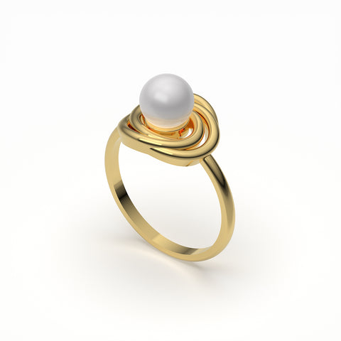 Lily Sterling Silver Round Synthetic Pearl Ring