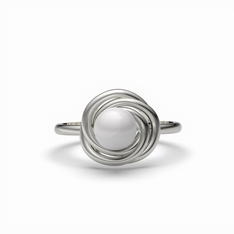 Lily Sterling Silver Round Synthetic Pearl Ring