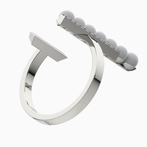 Cora Sterling Silver Pearl Cubic Zirconia Ring