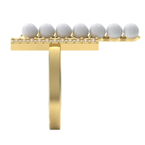 Cora Sterling Silver Pearl Cubic Zirconia Ring