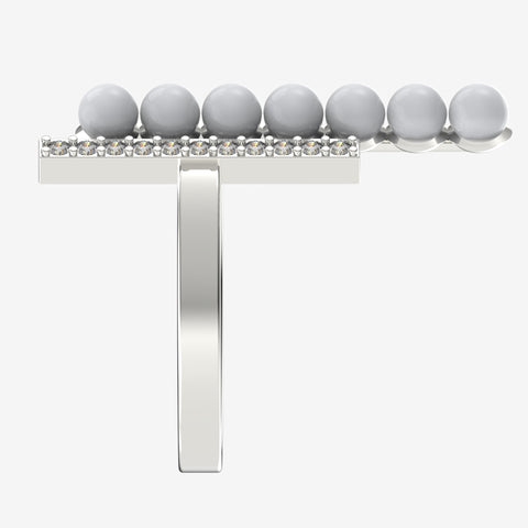 Cora Sterling Silver Pearl Cubic Zirconia Ring