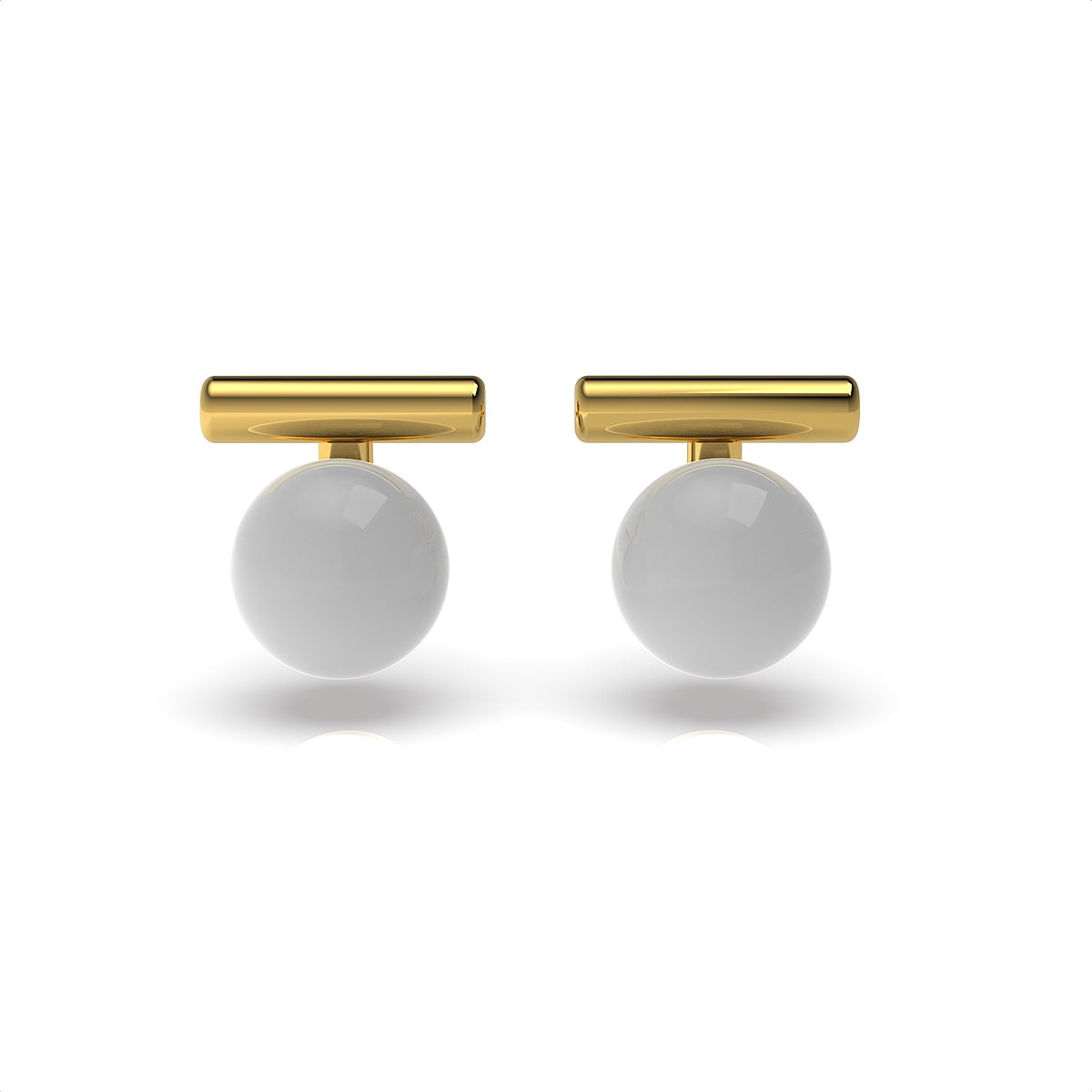 Anna Sterling Silver Round Synthetic Pearl Earrings