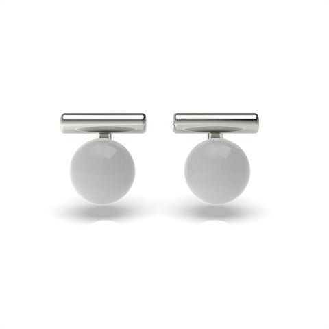 Anna Sterling Silver Round Synthetic Pearl Earrings