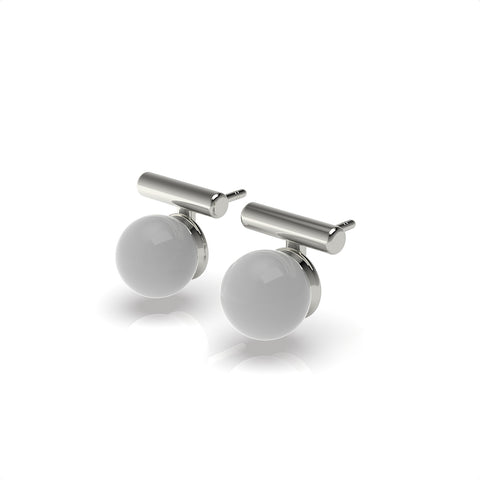 Anna Sterling Silver Round Synthetic Pearl Earrings