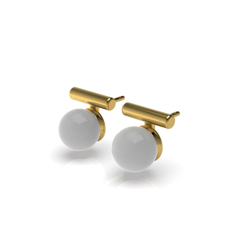 Anna Sterling Silver Round Synthetic Pearl Earrings