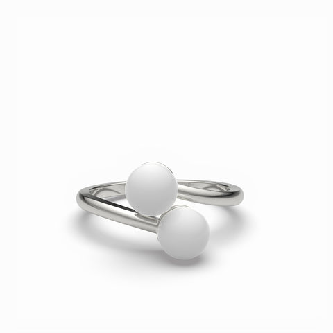 Anna Sterling Silver Round Synthetic Pearl Ring