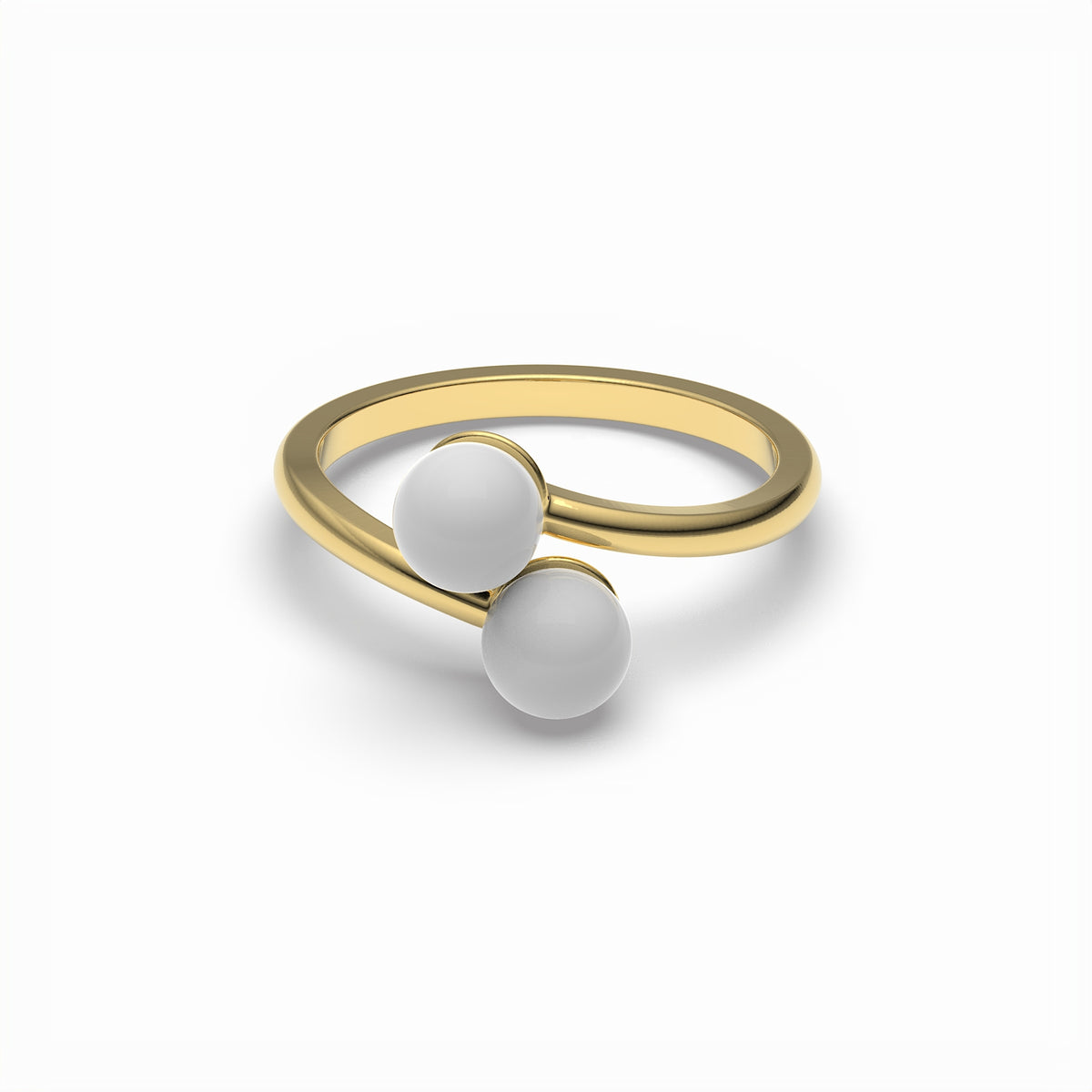 Anna Sterling Silver Round Synthetic Pearl Ring