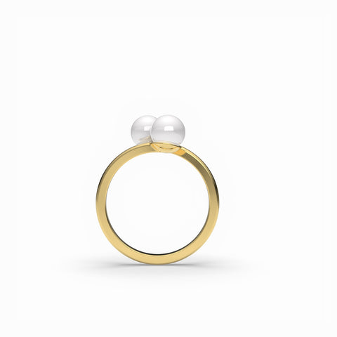 Anna Sterling Silver Round Synthetic Pearl Ring