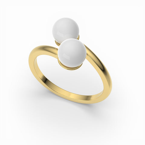 Anna Sterling Silver Round Synthetic Pearl Ring
