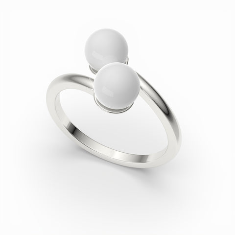 Anna Sterling Silver Round Synthetic Pearl Ring