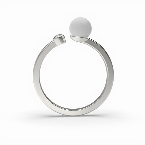 Anna Gold Plated Synthetic Pearl White cubic zirconia Ring