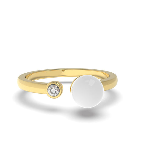 Anna Gold Plated Synthetic Pearl White cubic zirconia Ring