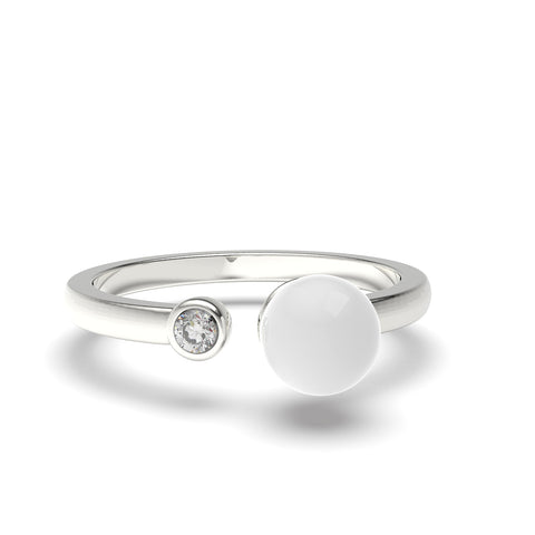 Anna Gold Plated Synthetic Pearl White cubic zirconia Ring