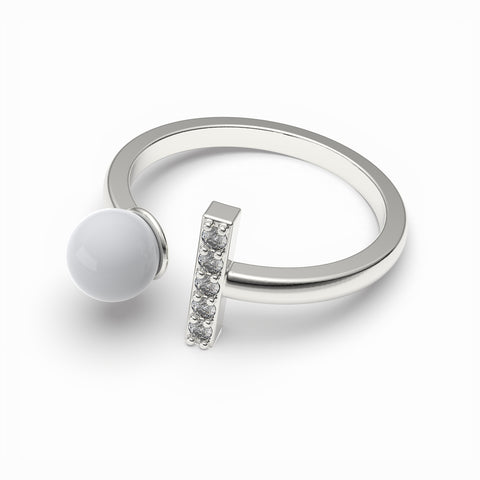 Nora Gold Plated Synthetic Pearl White cubic zirconia Ring