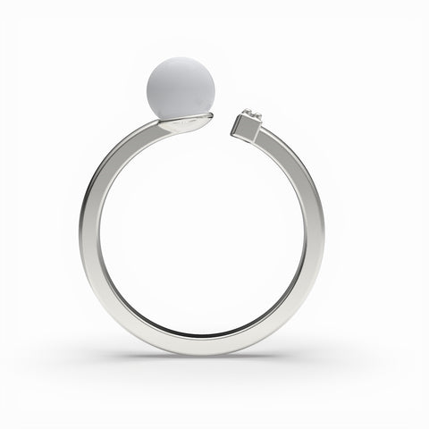 Nora Gold Plated Synthetic Pearl White cubic zirconia Ring