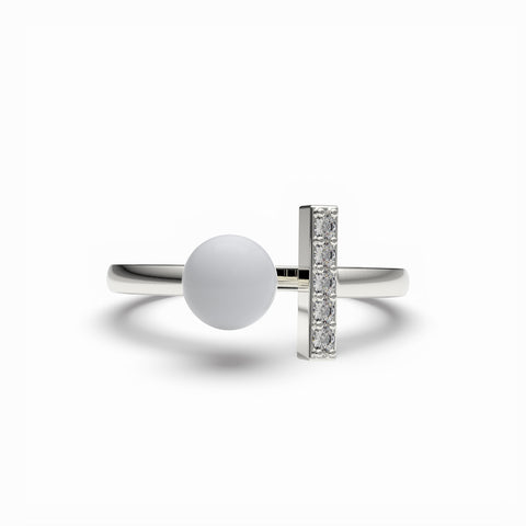 Nora Gold Plated Synthetic Pearl White cubic zirconia Ring