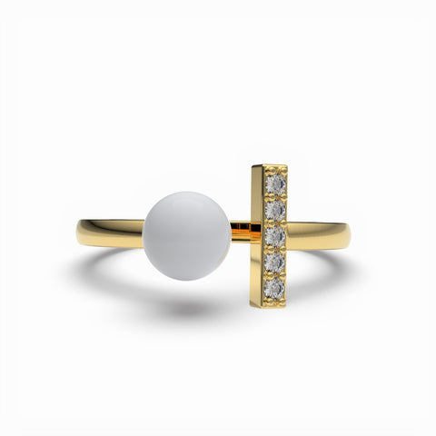 Nora Gold Plated Synthetic Pearl White cubic zirconia Ring
