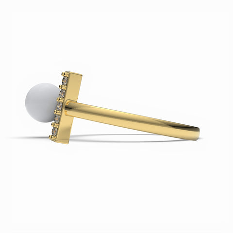 Nora Gold Plated Synthetic Pearl White cubic zirconia Ring