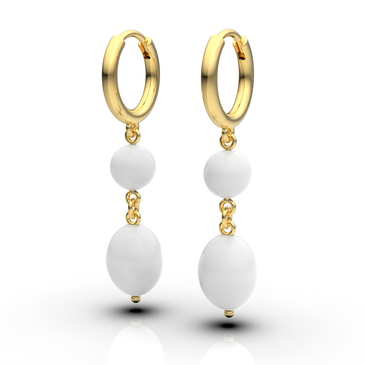 Anna Sterling Silver Round Synthetic Pearl Dangle Earrings
