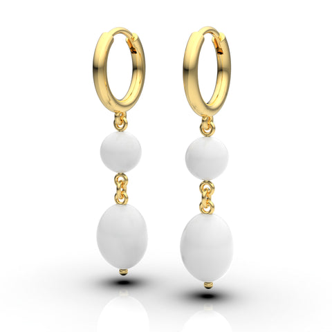 Anna Sterling Silver Round Synthetic Pearl Dangle Earrings