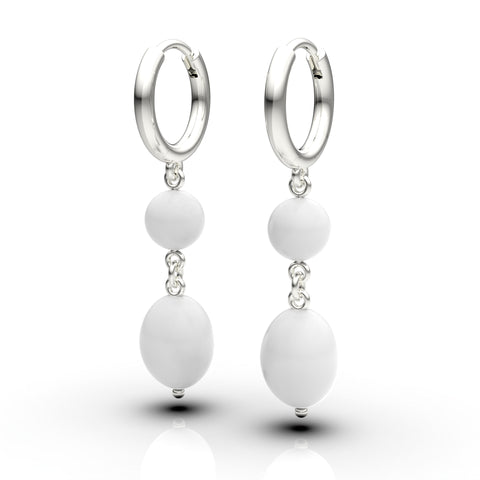 Anna Sterling Silver Round Synthetic Pearl Dangle Earrings