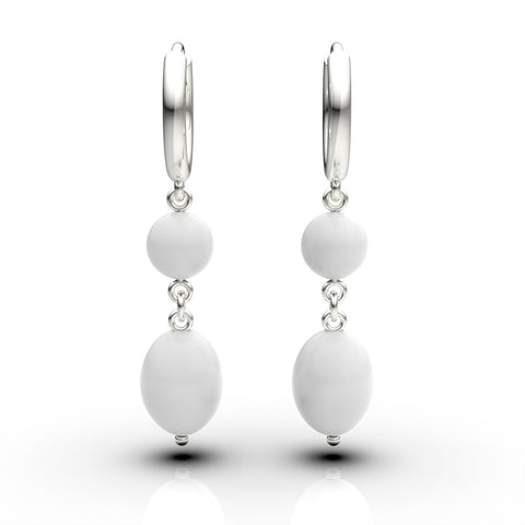 Anna Sterling Silver Round Synthetic Pearl Dangle Earrings