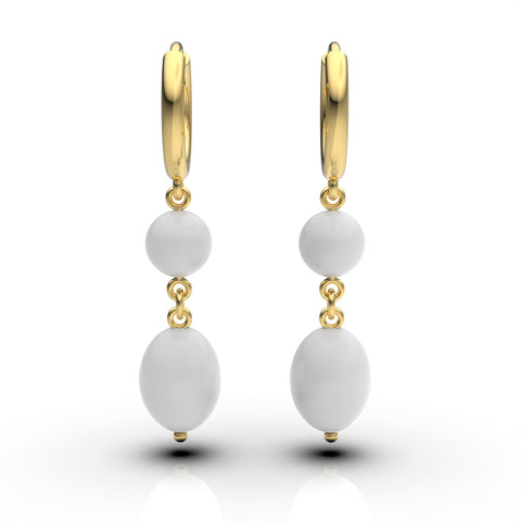 Anna Sterling Silver Round Synthetic Pearl Dangle Earrings