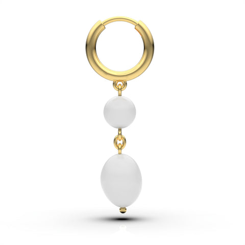 Anna Sterling Silver Round Synthetic Pearl Dangle Earrings