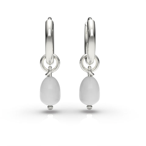 Kate Sterling Silver Round Synthetic Pearl Earrings
